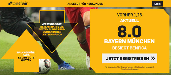 Betfair Wette Bayern Quotenboost
