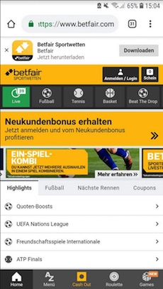 Das mobile Wettprogramm von Betfair