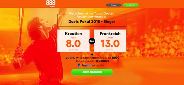 Quote 8.0 auf Kroatien oder 13.0 auf Frankreich bei 888sport