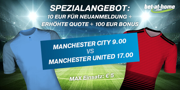 Bet-at-home erhöht die Quonte für das Manchester Derby