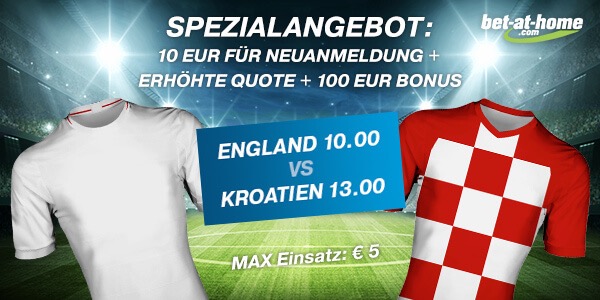 England-Kroatien: Bet-at-home mit Spezialangebot