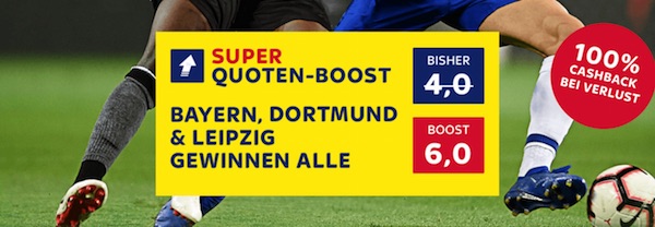 Super Quoten Boost von SkyBet auf BVB, Bayern, Leipzig