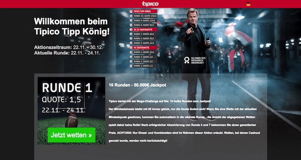 Challenge: Tipico Tipp König - 10 Runden, 50.000€ Jackpot