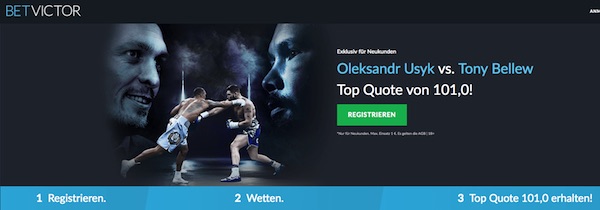 Quote 101.0 auf Bellew besiegt Usyk bei Betvictor
