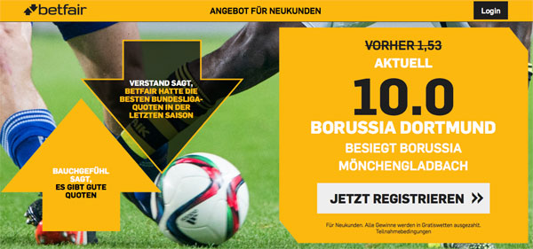 Quotenboost Wette Betfair Dortmund gladbach