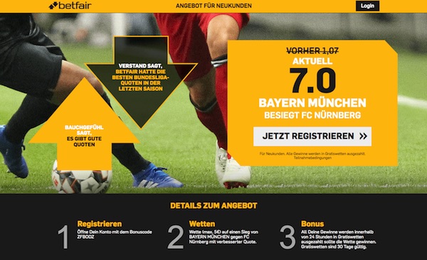 Mit Quote 7.0 auf Bayern besiegt Nürnberg wetten