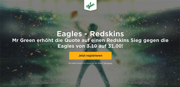 Mr. Green Wette Eagles gegen Redskins