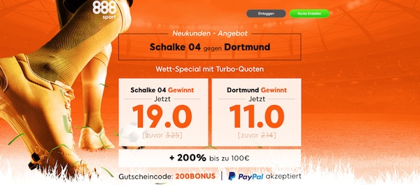 Verbesserte Quoten zu Schalke vs. BVB bei 888sport