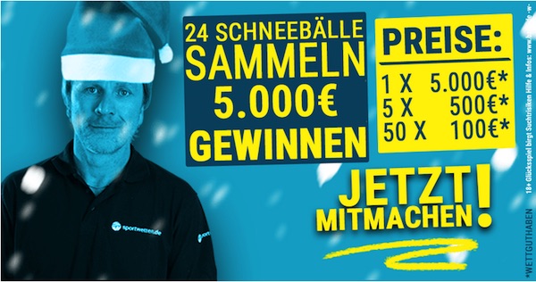 Gewinne beim Weihnachtsgewinnspiel von Sportwetten.de den 5.000€ Hauptpreis