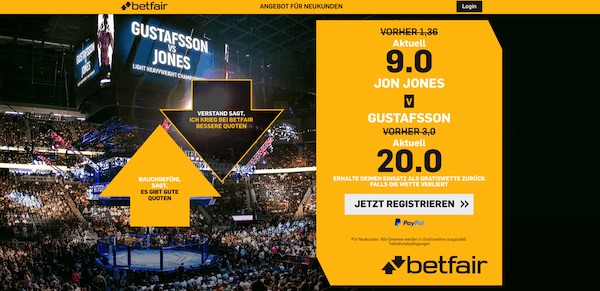 Betfair Quotenboost zu Jones vs Gustafsson 2