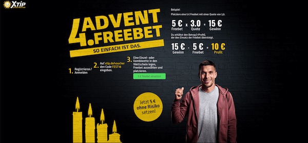 XTiP: 5€ Freebet zum 4. Advent