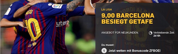 Betfair: Quote 9.0 auf Barca gewinnt bei Getafe