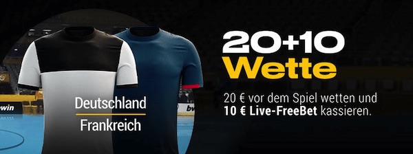 Handball WM: 20+10 Wette zu Deutschland-Frankreich bei Bwin