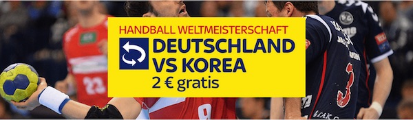 Handball WM bei SkyBet: 2€ gratis für GER vs KOR