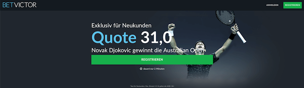 Australian Open: BetVictor bietet Quote 31.0 auf Djokovic-Erfolg