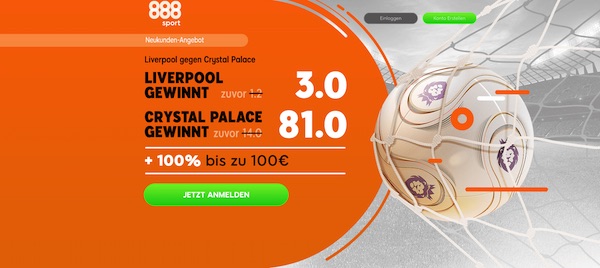 888sport: Quoten Special zu Liverpool-C. Palace