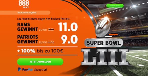 Tolle 888sport Quoten zur Super Bowl 2019