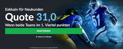 BetVictor: 31.0 auf beide Rams und Patriots scoren im 1. Viertel