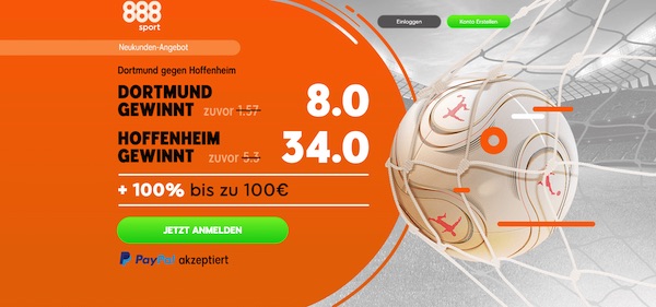 Dortmund-Hoffenheim: Mega Quoten bei 888sport
