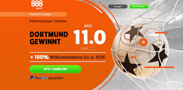 Verbesserte 888sport Quoten zu BVB-Tottenham