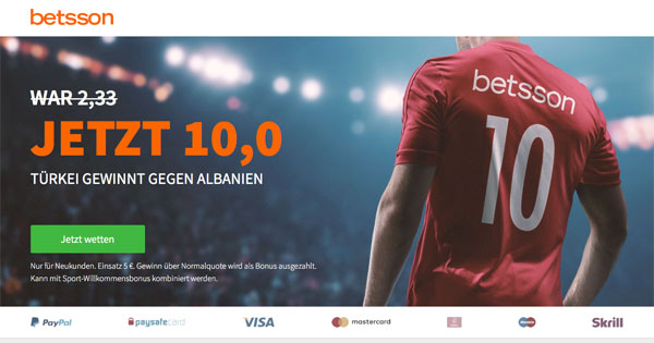 Betsson Wette Quotenboost albanien