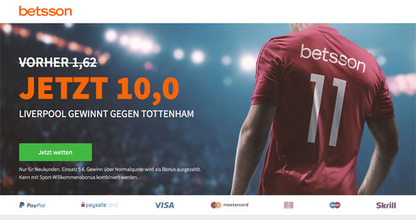 Betsson Wette Liverpool Tottenham