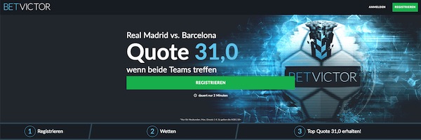 Clasico: Quote 31.0 auf beide Teams treffen (BetVictor)