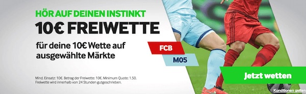 Bayern-Mainz: 10€ Freiwette von Betway