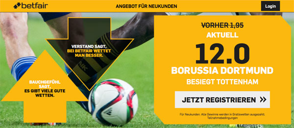 Quotenboost Wette Tottenham Dortmund