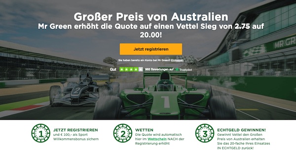 Top Quote auf Vettel zum F1 Auftakt