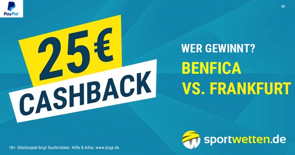 Benfica-Frankfurt: Cashback Aktion von sportwetten.de