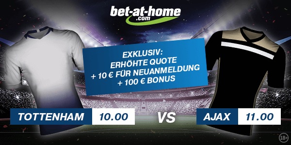 10.0 auf Tottenham, 11.0 auf Ajax - Quotenboost bei Bet-at-home