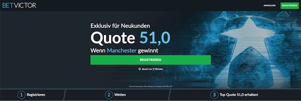 Betvictor: 51er-Quote auf Man City im Rückspiel vs. Tottenham
