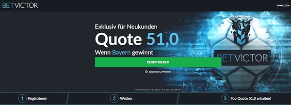 Bayern-Bremen: 51.0 auf FCB bei BetVictor