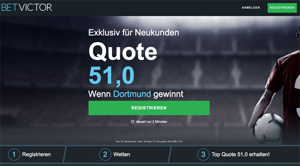 BetVictor Wette Quotenboost Dortmund