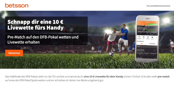 Betsson: 10€ Handy Live Wette bei Betsson kassieren