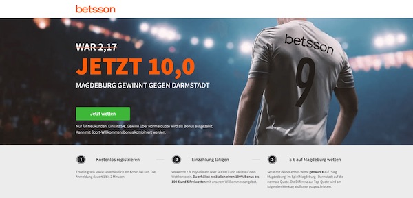 10er Quote auf Magdeburg gewinnt gegen Darmstadt