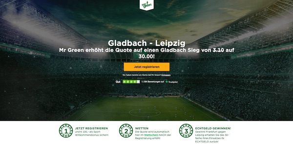 Gladbach-Leipzig: Verbesserte Quote bei MrGreen
