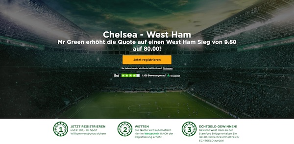 Mr Green: Traumquote auf West Ham besiegt Chelsea