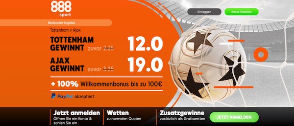 Wettquoten Special zu Tottenham-Ajax (888sport)