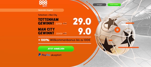 888sport Quotenboost zu Tottenham-ManCity