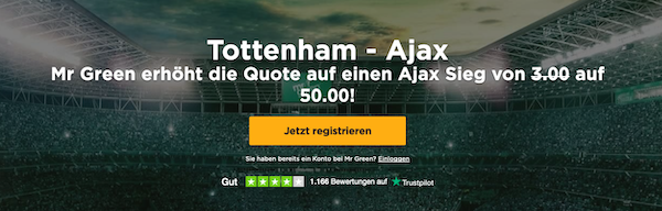 Quoten erhöhung Ajax Mr Green