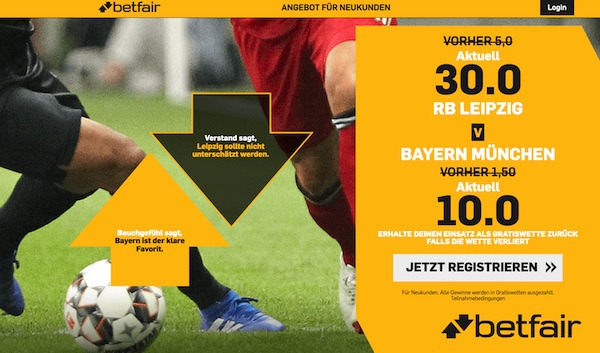 Betdair: 30.0 auf Leipzig, 10.0 auf Bayern
