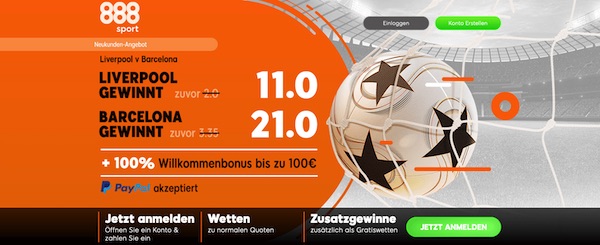 Top Quoten zu Liverpool-Barca bei 888sport