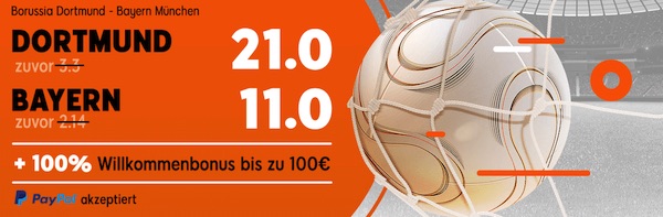 Quotenboost bei 888sport auf Dortmund vs Bayern