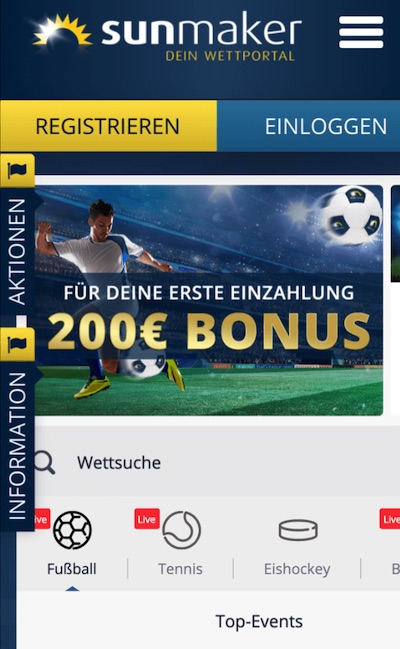 Die mobile Ansicht von Sunmaker
