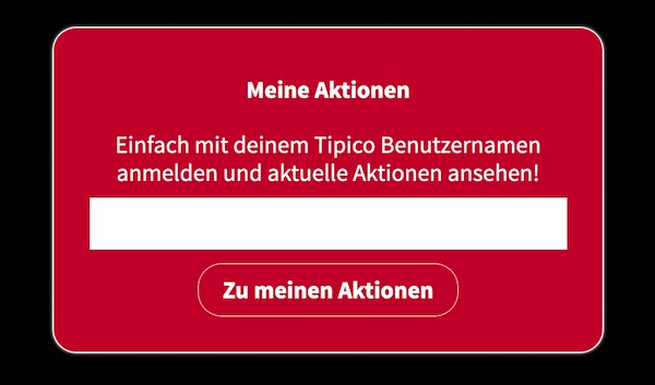 Login auf der Tipico Aktionsseite