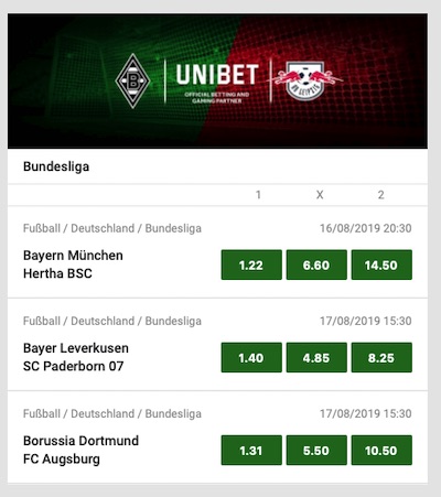 Wetten und Quoten bei Unibet 