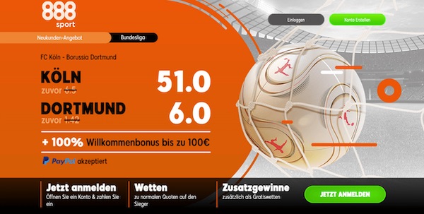 888sport: 51.0 auf Köln, 6.0 auf den BVB