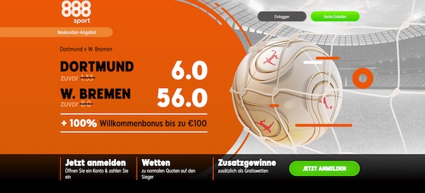 Dortmund-Bremen: Mega Quoten auf 888sport